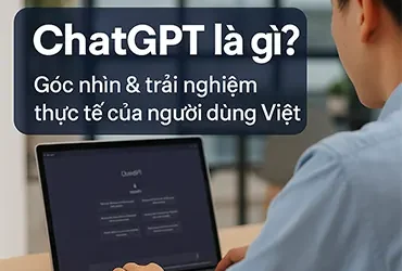 Người Việt sử dụng ChatGPT trên laptop trong văn phòng hiện đại, thể hiện góc nhìn và trải nghiệm thực tế về ChatGPT