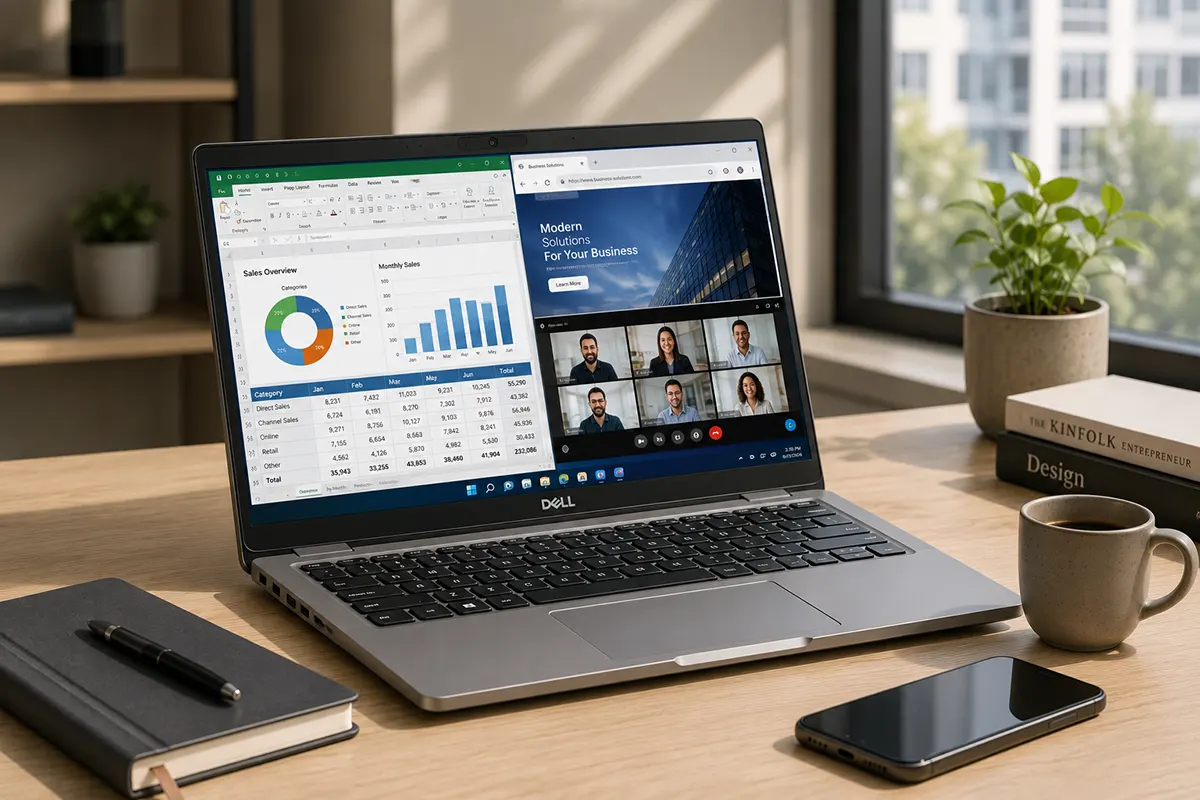 Laptop Dell Latitude 5430 đặt trên bàn làm việc văn phòng hiện đại